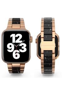 EHZ TEKNOLOJİ Apple Watch 2 3 4 5 6 Se 38mm 2 3 4 5 6 Se Metal Gövde Üzerinde Renkli Reçine Taşlı Tasarım Kordon