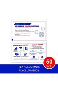 Kolonyali Mendil Tek Kullanımlık Alkollü Mendil X50