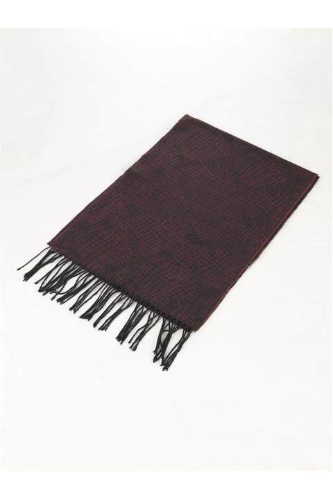 Kip Bordo Desenli Dokuma Kaşkol