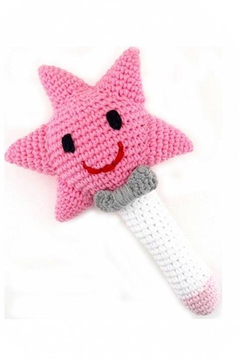 Solfera Organik Ipli El Yapımı Bebek Çıngırak Yıldız Cg004