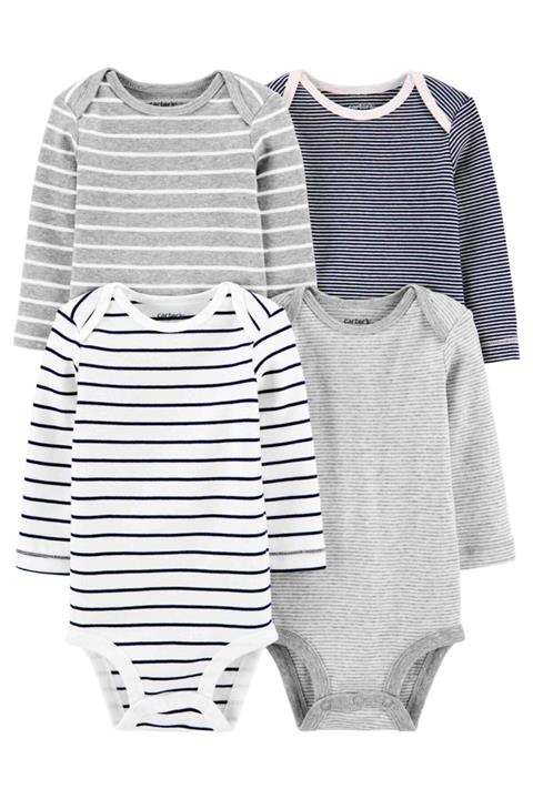 Carter's Erkek Bebek Beyaz Çizgili Body Set 4'lü