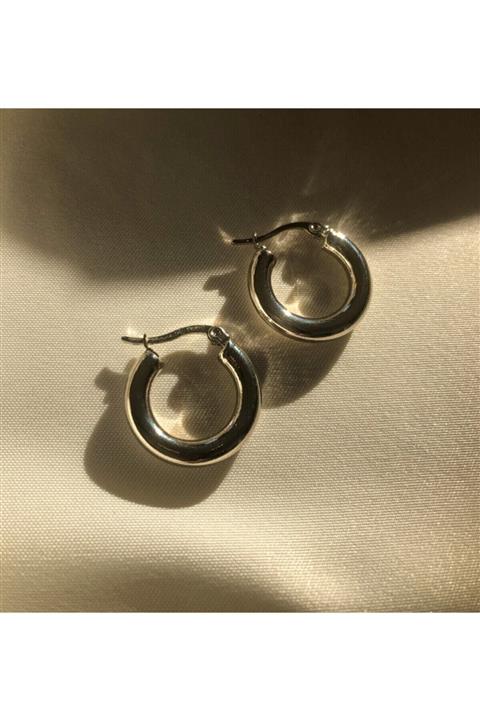 Moni Design 2 Cm Ince Boru Çelik Halka Küpe/silver