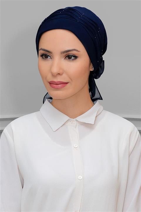 HÜRREM BONE Kadın Lacivert Nervür Incili Pratik Bone