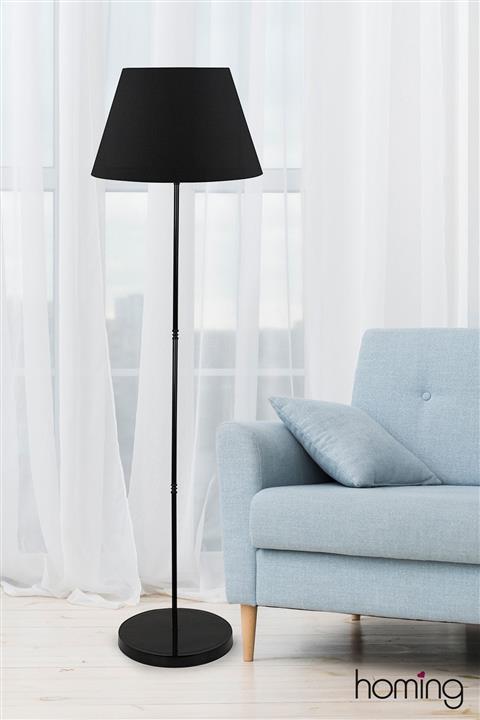 HOMİNG Metal Siyah Ayaklı Konik Lambader Siyah