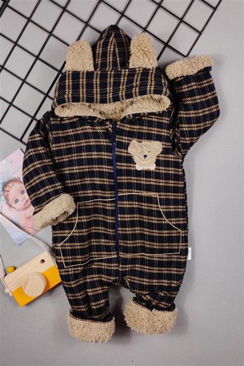 ADABEBEK Welsoftu Önden Cepli Kapşonlu Tarz Bebek Tulum