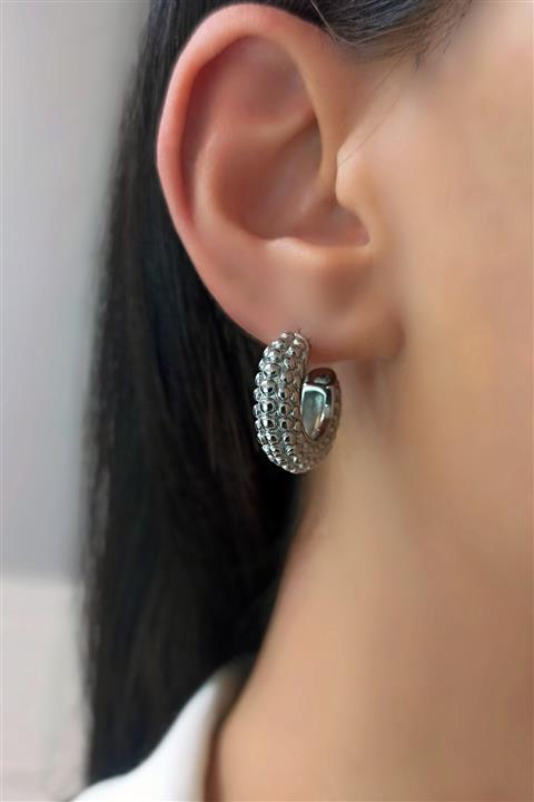 Çlk Accessories Çelik Kabartma Halka Çelik Küpe Trküpe34219 B34503