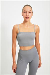 TRENDYOLMİLLA Gri Çıkarılabilir Askılı Seamless Spor Sütyeni TWOAW22SS0013