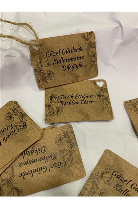 Ezel Store Güzel Günlerde Kullanmanız Dileğiyle Delikli Etiket (3x5,5cm) 50 Adet Çift Yön Baskı