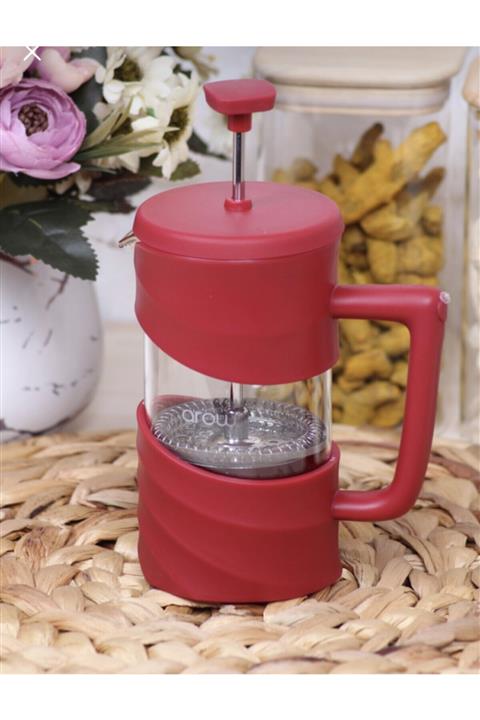 AROW Kahve Ve Bitki Çayı Demliği Kırmızı  French Press 600 Ml
