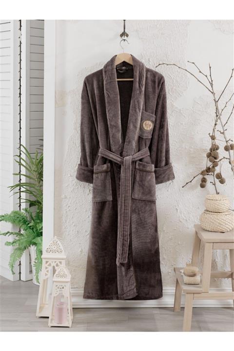 PHILIPPUS Kadife Bleda Erkek Şalyaka Bornoz Kahve