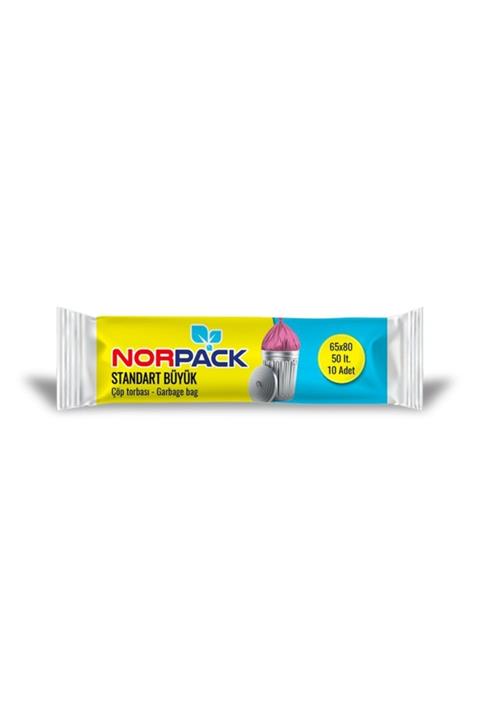 Nur Plastik Norpack Çöp Poşeti Büyük Boy Siyah 80 Gr 65 X 80 10'lu (tek Rulo)