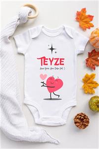 Babydonat Teyze Anne Yarısı Desenli Kısa Kol Body