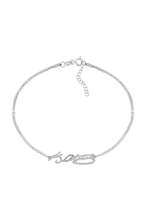 İNDİGO TAKI Sade Kemal Atatürk Imza Beyaz Gümüş Bileklik