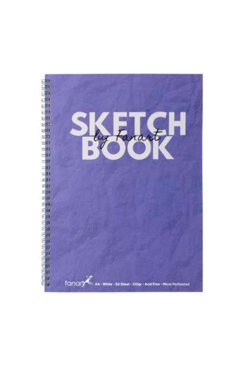 Fanart Sketchbook Spiralli Eskiz Çizim Defteri Mor Kapak A4 120 Gr 50 Yp