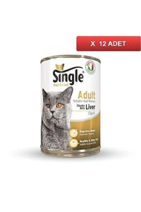 SINGLE Ciğerli Kedi Konservesi 415 Gr (12 Adet)