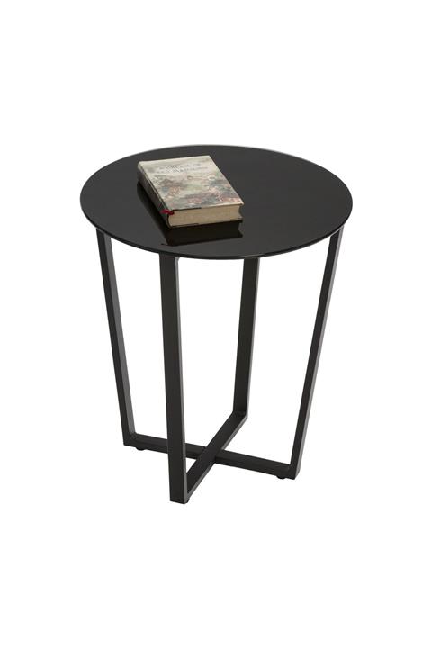 DecovizyonTasarım Lenny Yan Sehpa Siyah Ayak Siyah Cam Tabla