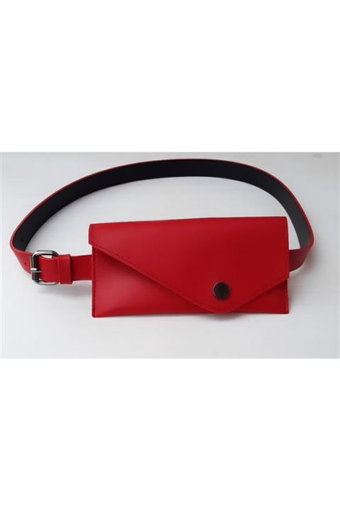 Kemerix Kadın Kırmızı Cüzdanlı Kemer