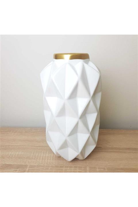 KIRAT HOME DESIGN Şık Krem Dekoratif Ayışığı Vazo