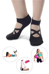 Spor Byfit Kaydırmaz Tabanlı Pamuklu Pilates Ve Yoga Çorabı + Pilates Denge Topu + Pilates Bandı - 3'lü Set
