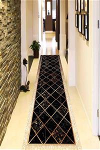 SUNTEKS HOME Dijital Baskı Kaymaz Taban Üçgen Gold Varak Yolluk Halı