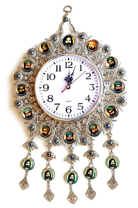 Mixperi Gümüş Rengi 12 Imam Resimli Zamak Kaplamalı Nikel Duvar Saati