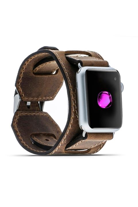 Bouletta Apple Watch Uyumlu  Deri Kordon 42-44mm Cuff G2 Kahverengi