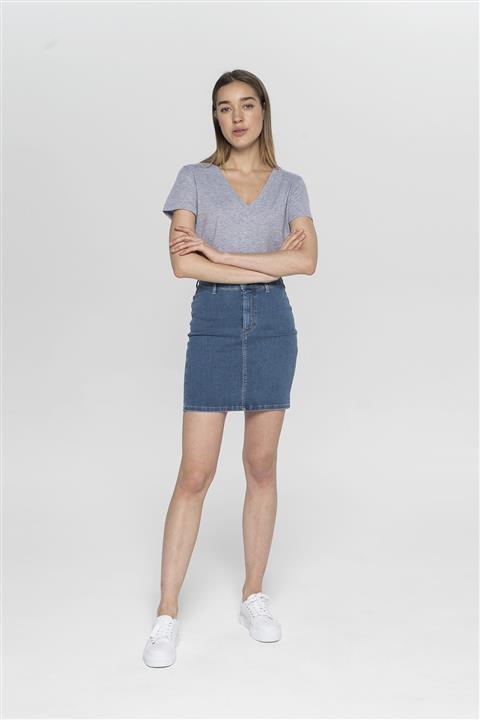 CROSS JEANS Janie Orta Mavi Mini Jegging Etek