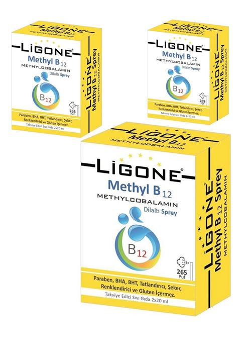 Ligone Methyl B12 Methylcobalamin Dilaltı Sprey 2x20 ml- 3 Adet