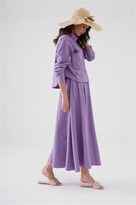 NURGÜLÇAKIR_OFFİCİAL Poplin Kloş Etek