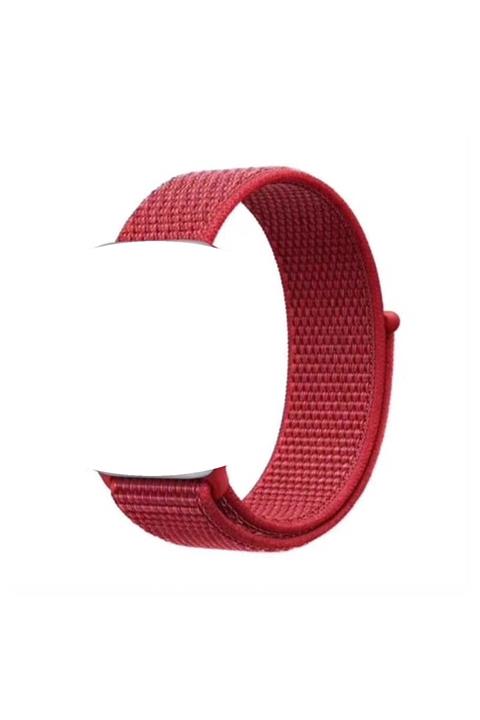 BLUPPLE Krd-03 Apple Watch Uyumlu 42 Mm Hasır Kordon Kırmızı Çocuk Genç Spor Kız Erkek Unisex Yetişkin