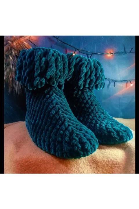 Muhtelif Bot Patik Zümrüt Yeşili Püsküllü