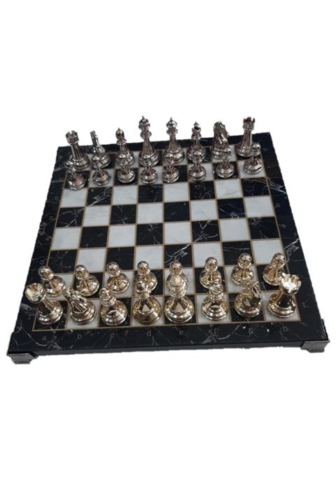 Self Design Klasik Ayaklı Zamak Satranç Seti Gold Ve Gümüş