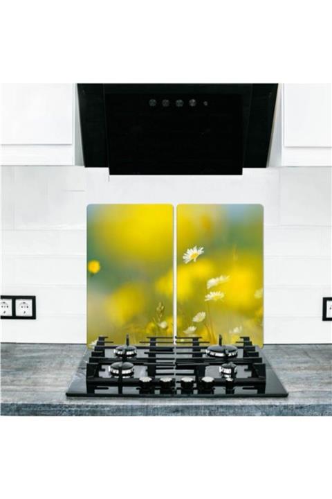 Saban 2' Li 30x52 Cm Cam Ocak Koruyucu Cam Kesme Tahtası Model 365