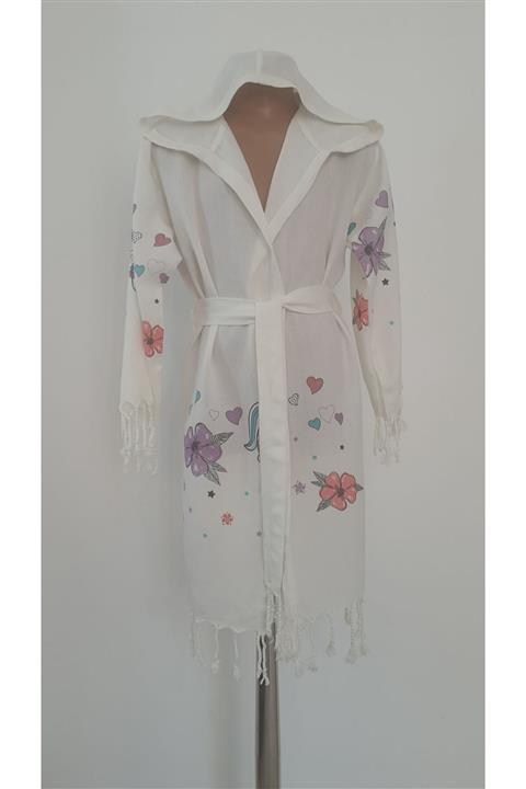 Cuddly Unisex Beyaz Çocuk Bornoz