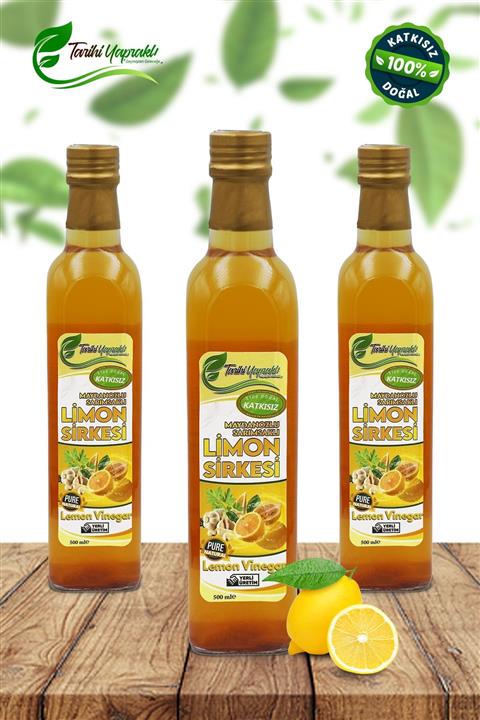 TARİHİ YAPRAKLI Maydanozlu Sarımsaklı Limon Sirkesi 3x500 ml