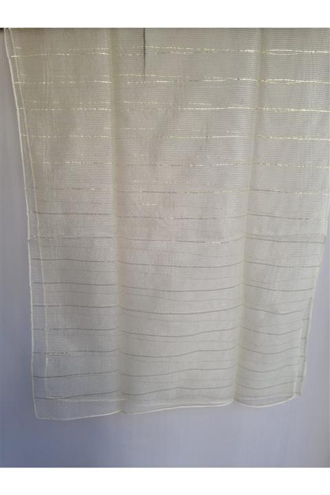 Butik Tülin Kadın Uçuk Sarı Otantik Ipek Altın Simli Fular