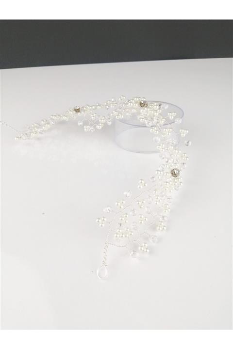 Hobigram Beyaz Kristalli Saç Ve Türban Aksesuarı