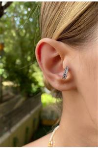 Okkostore Kadın Silver Renkli Baget Taşlı Halka Tragus Kıkırdak Piercing