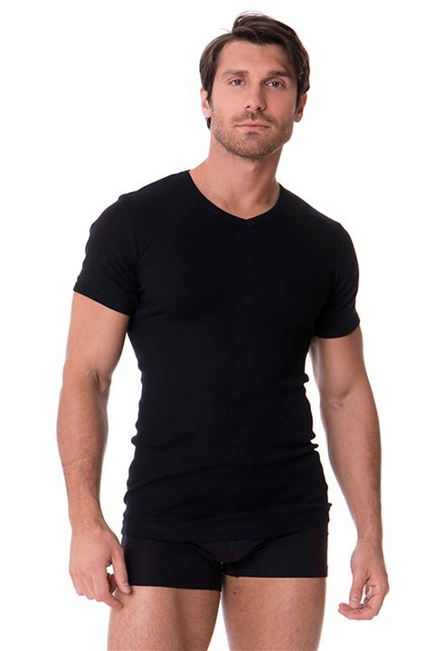 DOREA Erkek Siyah Pamuk Ribana V Yaka Biyeli Fanila 2 Adet