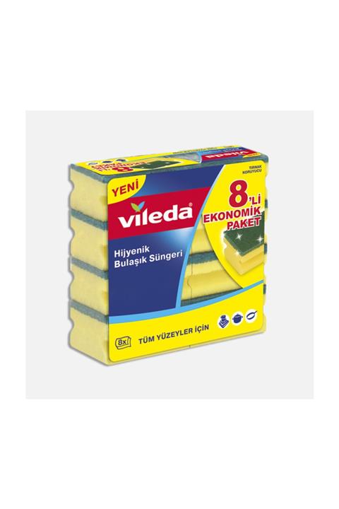 Vileda Oluklu Yeşil Bulaşık Süngeri 8’li Ekonomik Paket