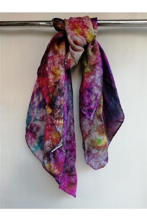 Butik Tülin Uniseks Ebruli Otantik Saf Ipek Kare Fular