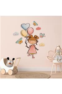 Babyroom Balonlu Kız Ahşap Duvar Süsü