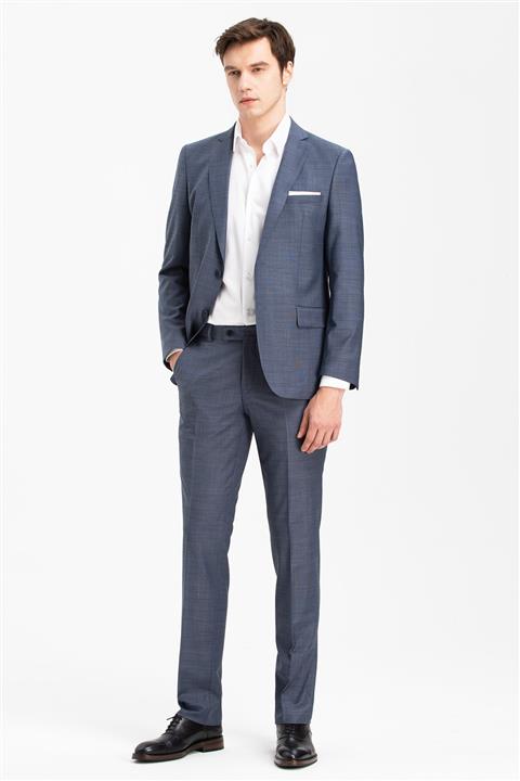 hateko Dar Kesim Filafil Açık Mavi %88 Yün Takım Elbise  -  106178