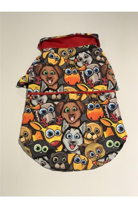 aria pet butik Kahverengi Sevimli Hayvanlar Desenli Köpek Kedi Kıyafeti