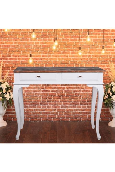 ROYS AHŞAP Ahşap 100 Cm Çekmeceli Beyaz Ceviz Dresuar