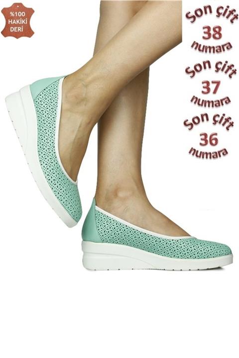 Fitbas 1230 674 Kadın Nil Yeşili Dolgu Topuk Ayakkabı