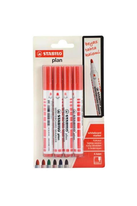 Stabilo Plan Beyaz Tahta Kalem 4'lü Kırmzı