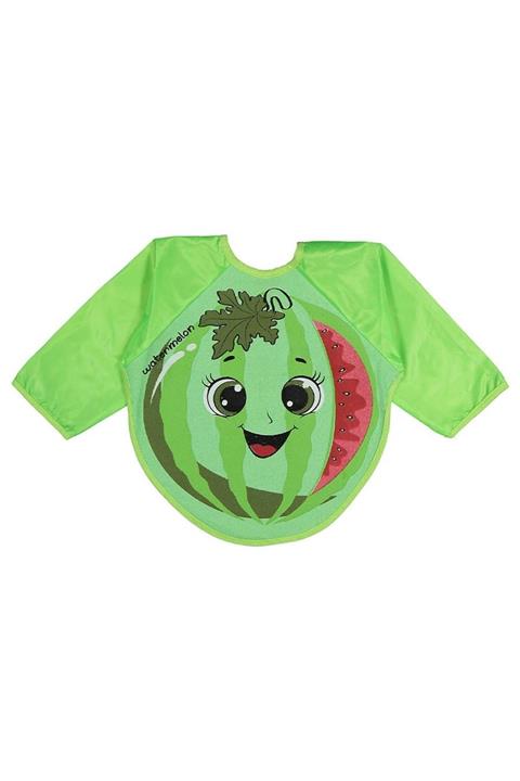 by BebekOdam Unisex Yeşil Karpuz Desenli Uzun Kollu Su Geçirmez Önlük