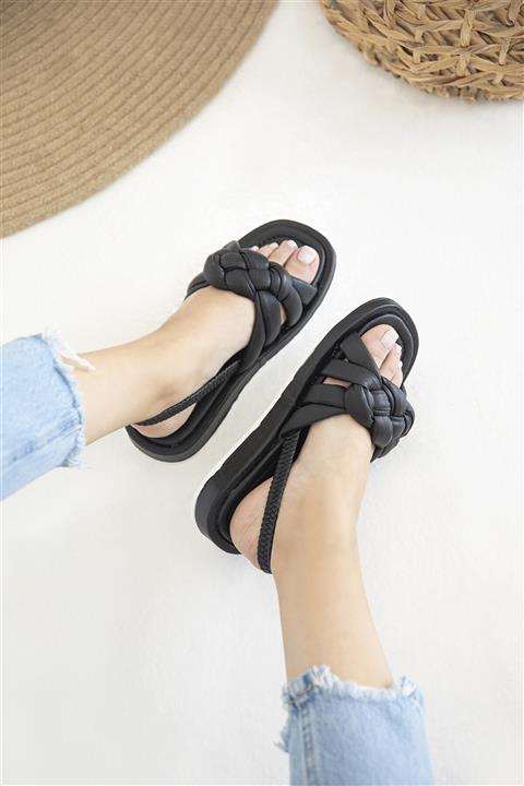 STRASWANS Sofya Kadın Comfort Taban Sandalet Siyah