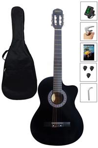 Midex Cg-39xbk Siyah Klasik Gitar 4/4 Sap Ayarlı Kesik Kasa Full Set (ÇANTA TUNER CAPO METOD)